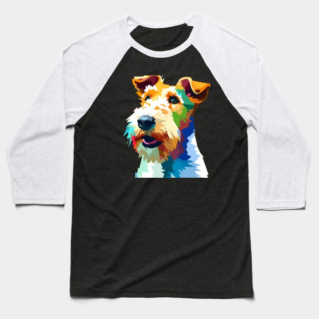 Wire Fox Terrier Pop Art - Dog Lover Gifts Baseball T-Shirt by PawPopArt